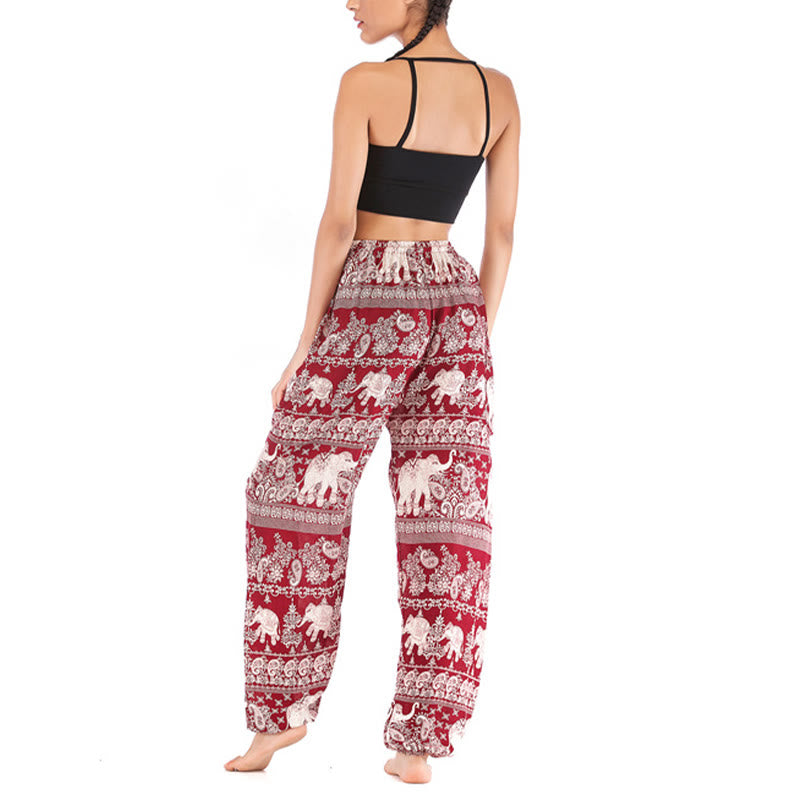 Pantaloni harem con motivo a elefante, stile boho, da yoga, da donna , Buddha Stones - image 6