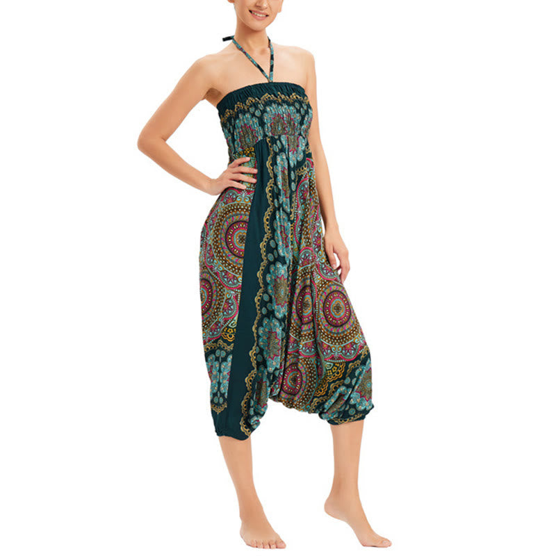 Pantaloni harem larghi con motivo a fiori mandala, pantaloni a vita alta, pantaloni da tuta, pantaloni da due stili Buddha Stones - image 4
