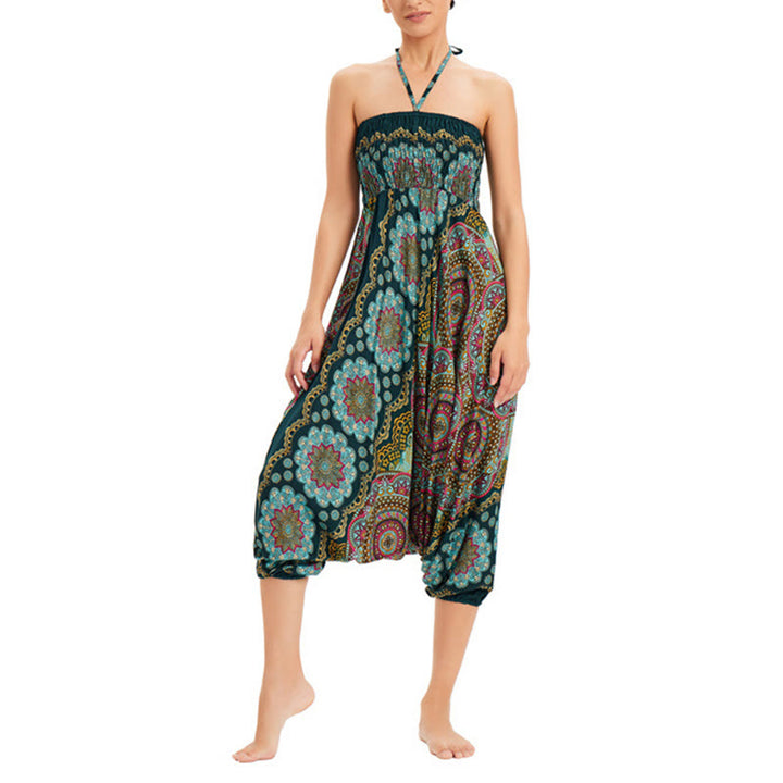 Pantaloni harem larghi con motivo a fiori mandala, pantaloni a vita alta, pantaloni da tuta, pantaloni da due stili Buddha Stones - image 3