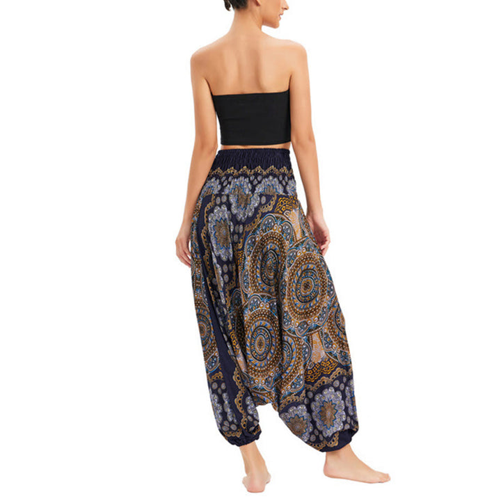 Pantaloni harem larghi con motivo a fiori mandala, pantaloni a vita alta, pantaloni da tuta, pantaloni da due stili Buddha Stones - image 23