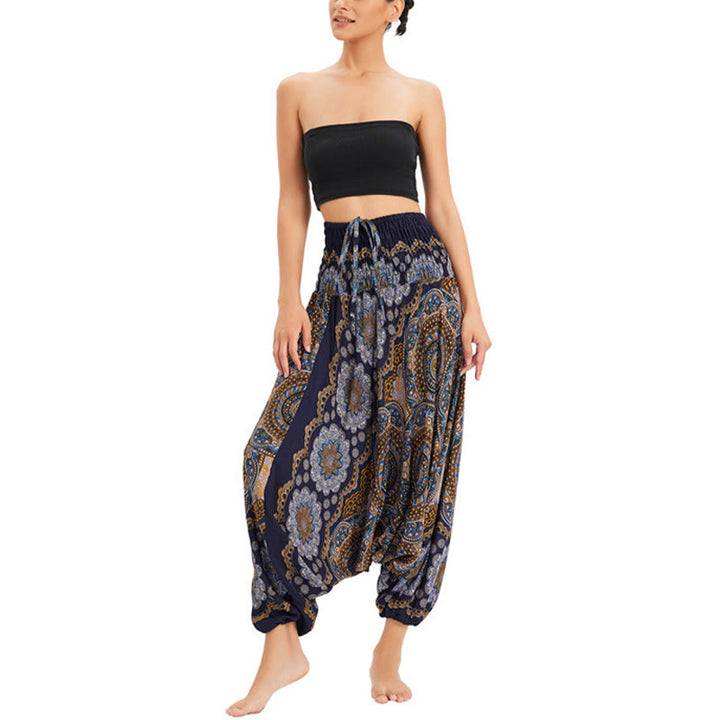 Pantaloni harem larghi con motivo a fiori mandala, pantaloni a vita alta, pantaloni da tuta, pantaloni da due stili Buddha Stones - image 21