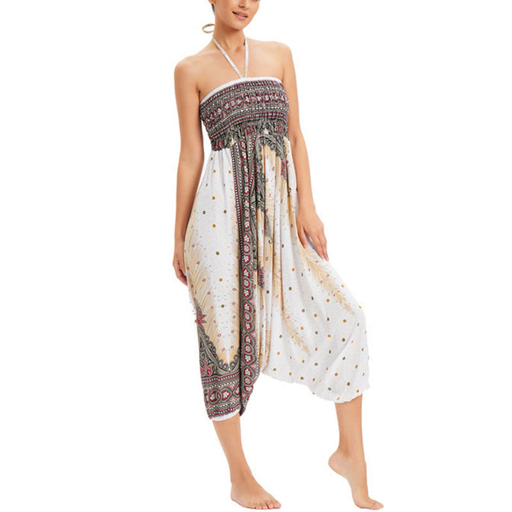 Pantaloni harem larghi e arricciati in piuma di pavone, pantaloni a vita alta, tuta, Buddha Stones Two Style - image 4