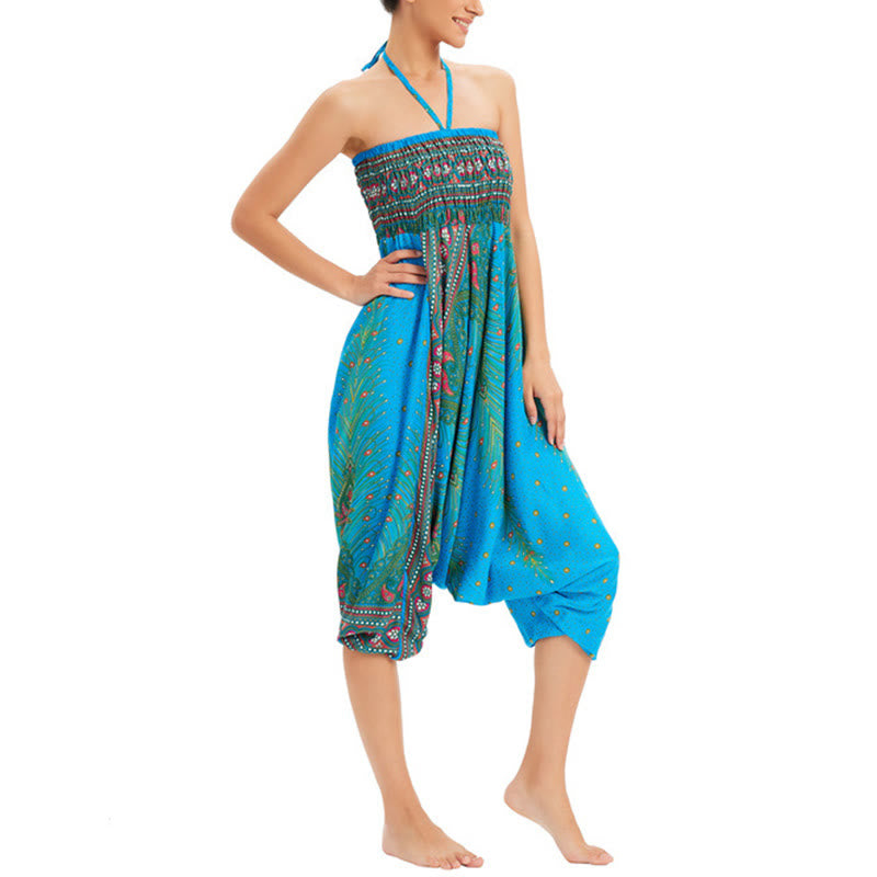 Pantaloni harem larghi e arricciati in piuma di pavone, pantaloni a vita alta, tuta, Buddha Stones Two Style - image 10