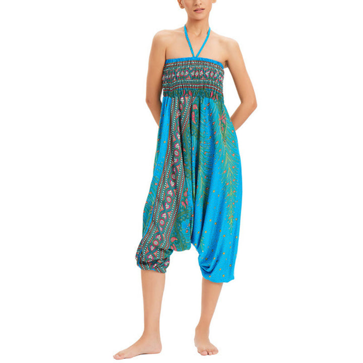 Pantaloni harem larghi e arricciati in piuma di pavone, pantaloni a vita alta, tuta, Buddha Stones Two Style - image 11