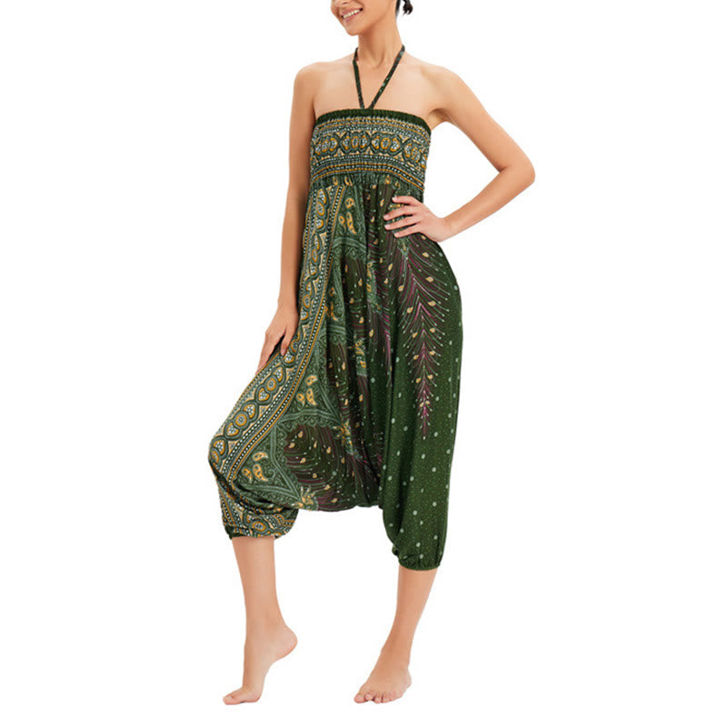 Pantaloni harem larghi e arricciati in piuma di pavone, pantaloni a vita alta, tuta, Buddha Stones Two Style - image 16