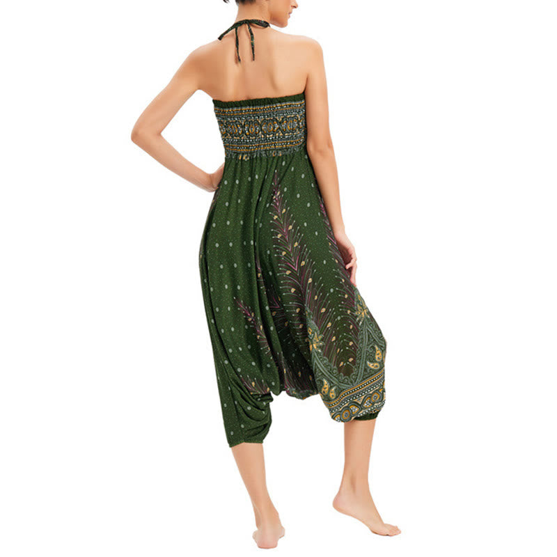 Pantaloni harem larghi e arricciati in piuma di pavone, pantaloni a vita alta, tuta, Buddha Stones Two Style - image 18