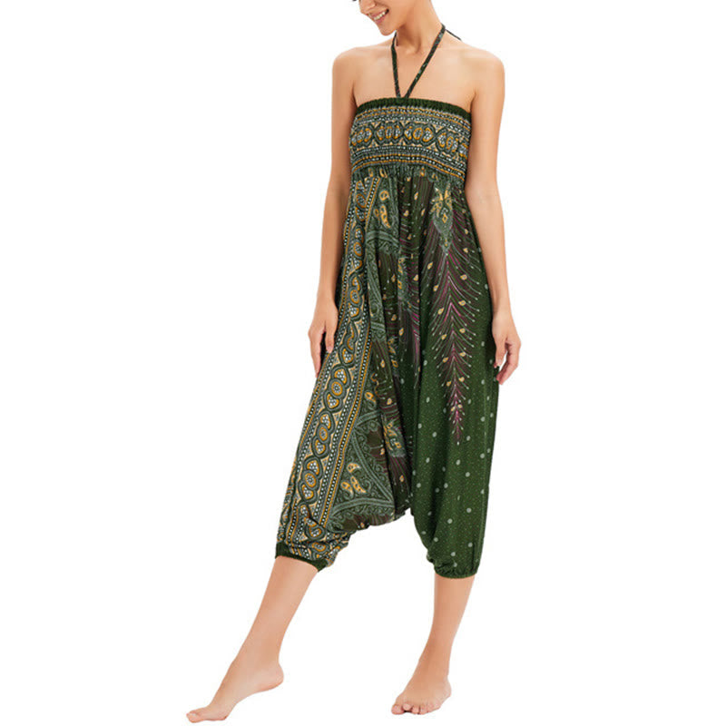 Pantaloni harem larghi e arricciati in piuma di pavone, pantaloni a vita alta, tuta, Buddha Stones Two Style - image 17