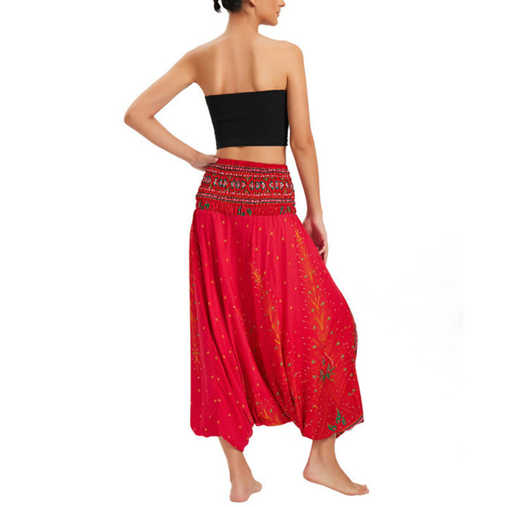 Pantaloni harem larghi e arricciati in piuma di pavone, pantaloni a vita alta, tuta, Buddha Stones Two Style - image 21