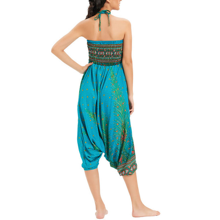 Pantaloni harem larghi e arricciati in piuma di pavone, pantaloni a vita alta, tuta, Buddha Stones Two Style - image 31