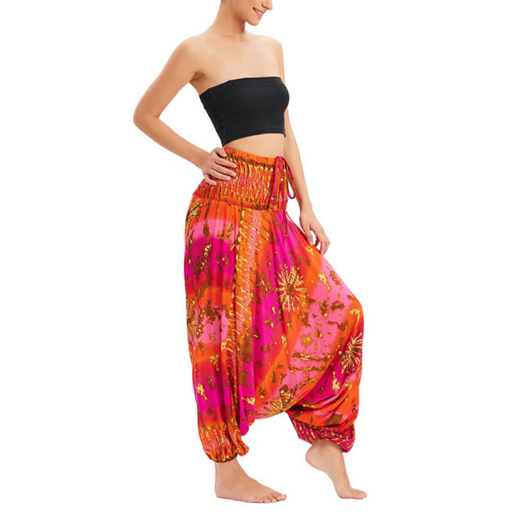Buddha Stones a balze larghe e colorate sfumate, pantaloni a vita alta, pantaloni da tuta, pantaloni da donna - image 15