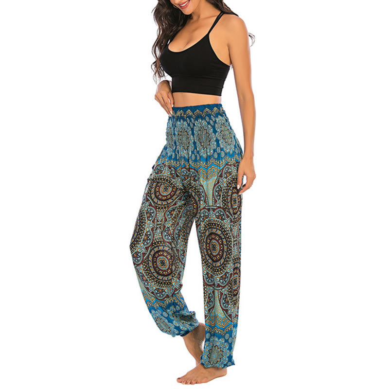 Pantaloni harem da yoga da donna con motivo geometrico rotondo e largo in stile boho Buddha Stones - Verde azzurro cielo - US2-8/10， UK/AU6-12/14，EU34-40/42 (F) - image 31