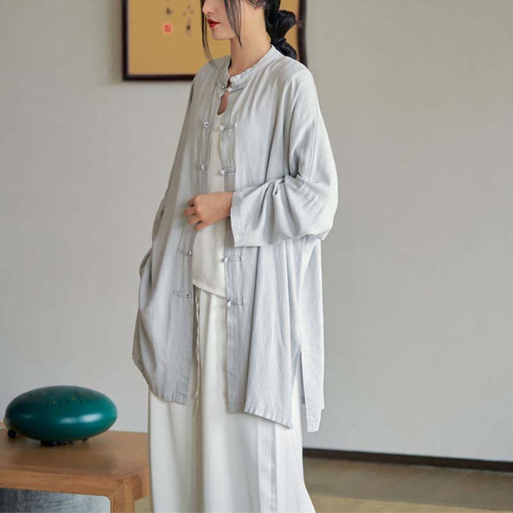 Buddha Stones Plain Frog-Bottone Design Camicia Zen Tai Chi Meditazione Top Abbigliamento Cotone Lino Giacca - image 5