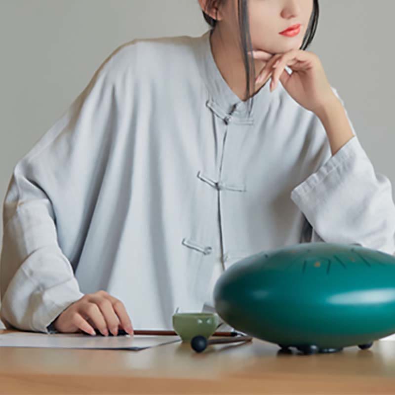 Buddha Stones Plain Frog-Bottone Design Camicia Zen Tai Chi Meditazione Top Abbigliamento Cotone Lino Giacca - image 7