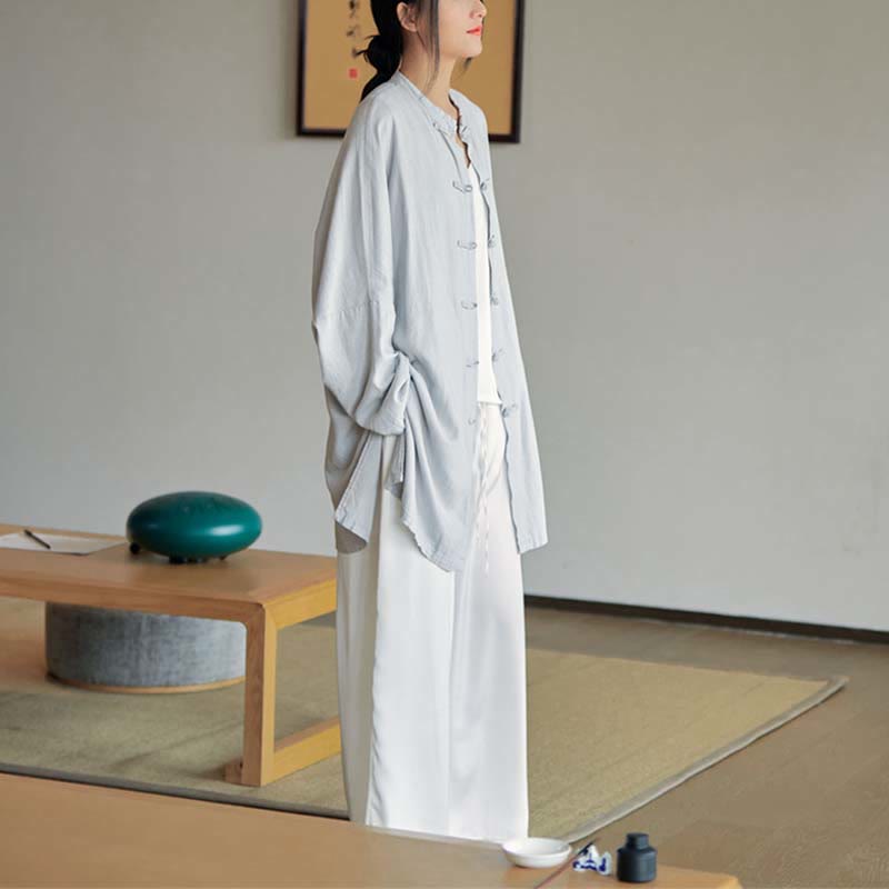 Buddha Stones Plain Frog-Bottone Design Camicia Zen Tai Chi Meditazione Top Abbigliamento Cotone Lino Giacca - image 11