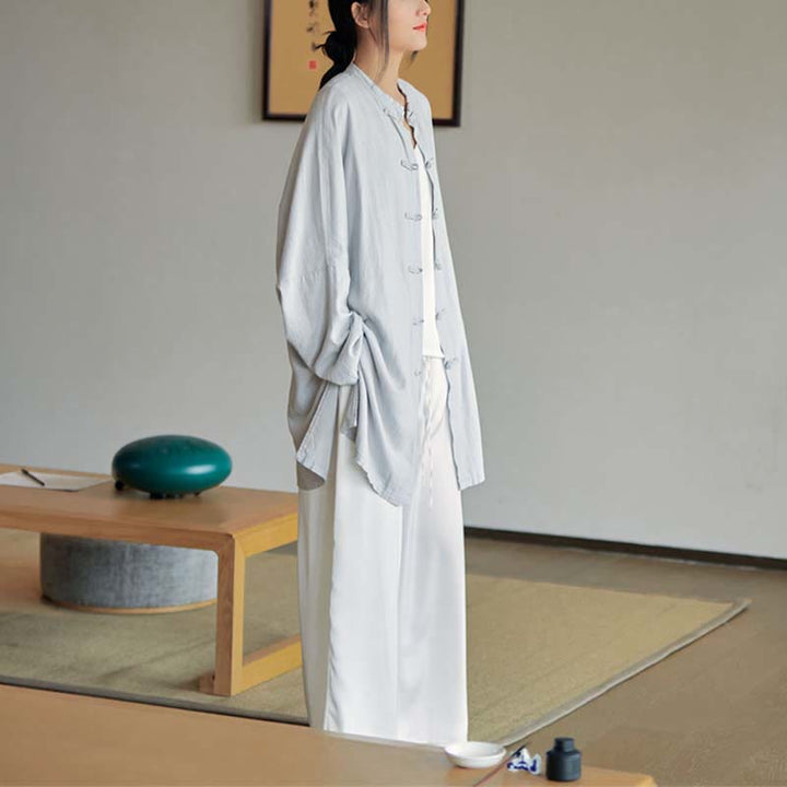Buddha Stones Plain Frog-Bottone Design Camicia Zen Tai Chi Meditazione Top Abbigliamento Cotone Lino Giacca - image 11
