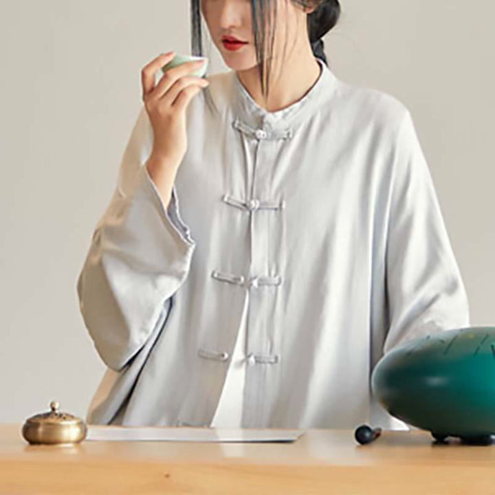 Buddha Stones Plain Frog-Bottone Design Camicia Zen Tai Chi Meditazione Top Abbigliamento Cotone Lino Giacca - image 8