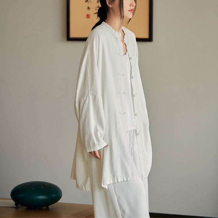 Buddha Stones Plain Frog-Bottone Design Camicia Zen Tai Chi Meditazione Top Abbigliamento Cotone Lino Giacca - image 13