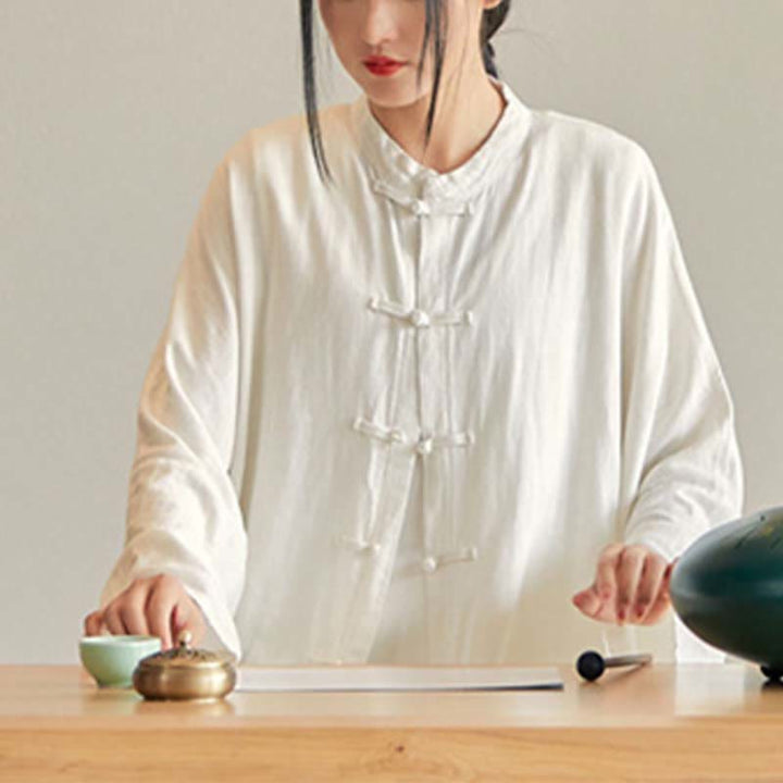 Buddha Stones Plain Frog-Bottone Design Camicia Zen Tai Chi Meditazione Top Abbigliamento Cotone Lino Giacca - image 17