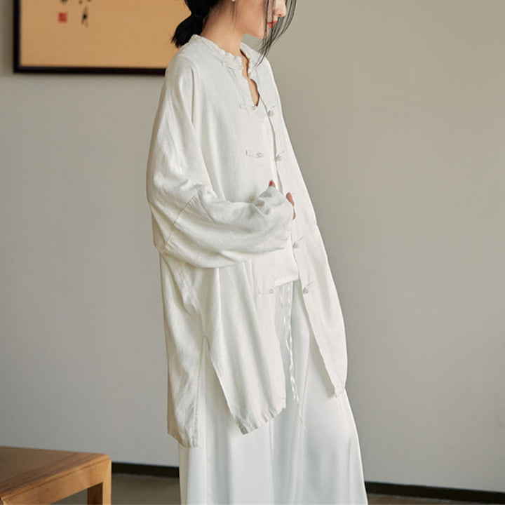 Buddha Stones Plain Frog-Bottone Design Camicia Zen Tai Chi Meditazione Top Abbigliamento Cotone Lino Giacca - image 19
