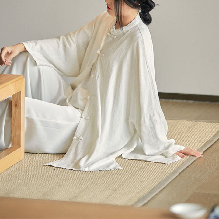 Buddha Stones Plain Frog-Bottone Design Camicia Zen Tai Chi Meditazione Top Abbigliamento Cotone Lino Giacca - image 15