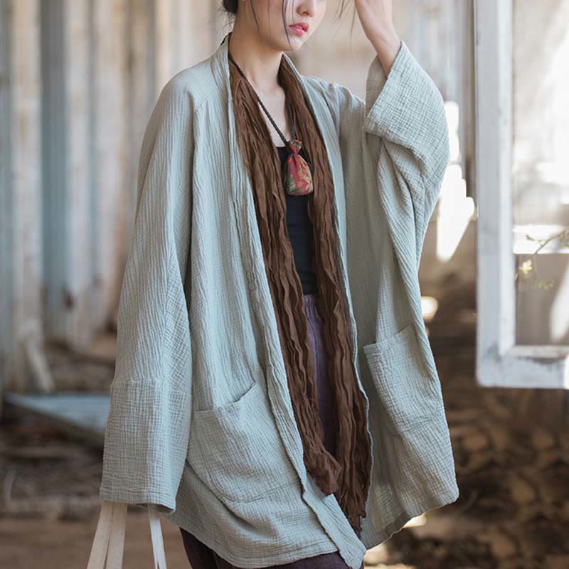 Cappotto a maniche lunghe con motivo semplice Buddha Stones Zen Meditazione Giacca in cotone con apertura frontale - image 2