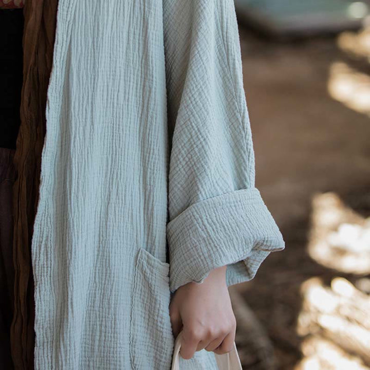 Cappotto a maniche lunghe con motivo semplice Buddha Stones Zen Meditazione Giacca in cotone con apertura frontale - image 7