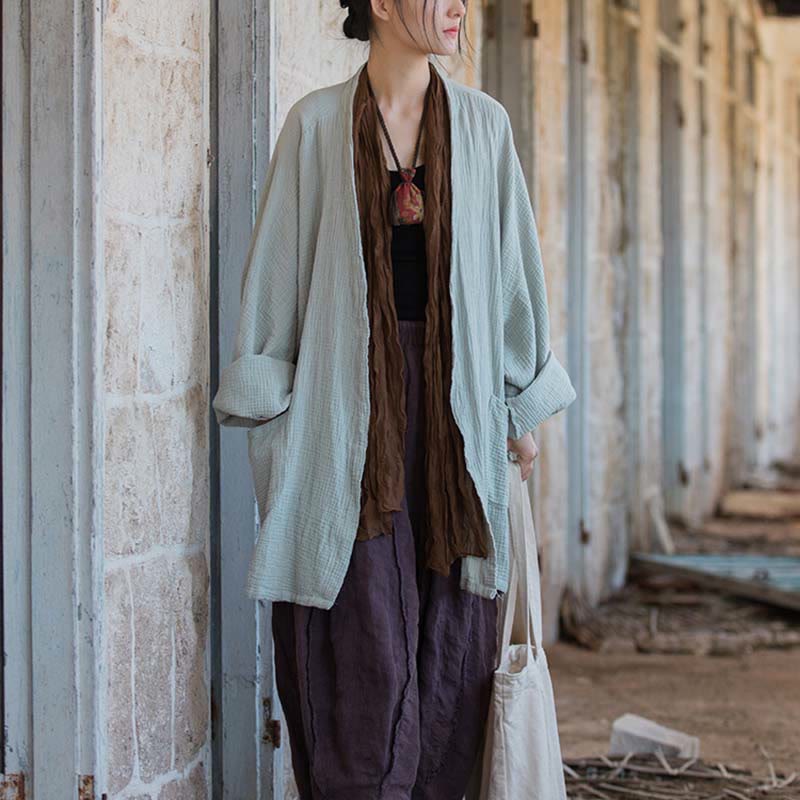 Cappotto a maniche lunghe con motivo semplice Buddha Stones Zen Meditazione Giacca in cotone con apertura frontale - image 8