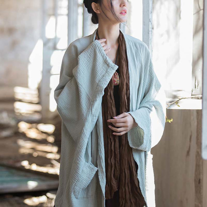 Cappotto a maniche lunghe con motivo semplice Buddha Stones Zen Meditazione Giacca in cotone con apertura frontale - image 11