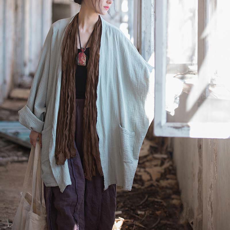 Cappotto a maniche lunghe con motivo semplice Buddha Stones Zen Meditazione Giacca in cotone con apertura frontale - image 9