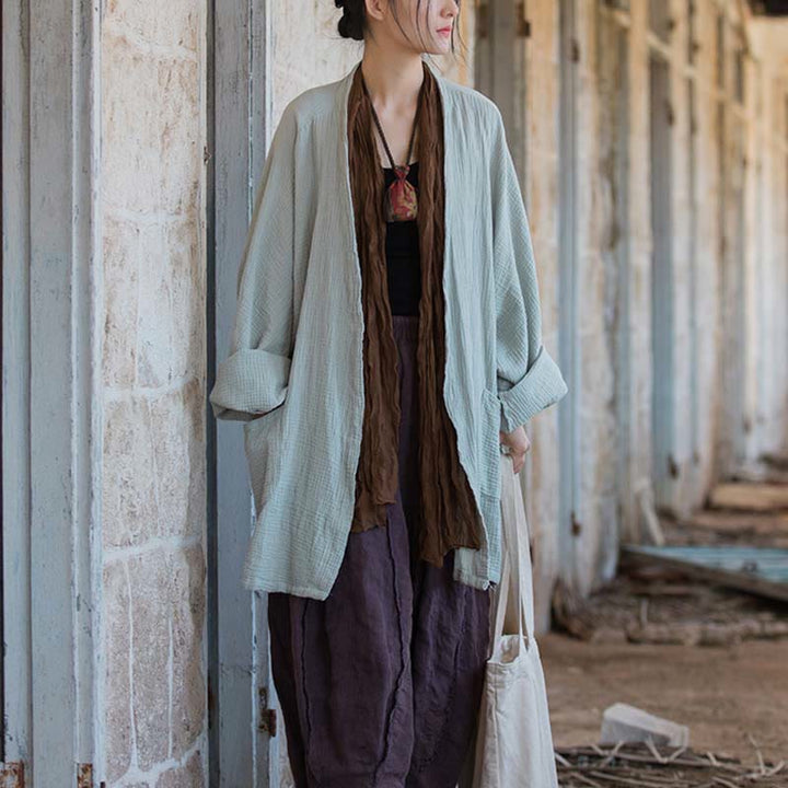 Cappotto a maniche lunghe con motivo semplice Buddha Stones Zen Meditazione Giacca in cotone con apertura frontale - image 8