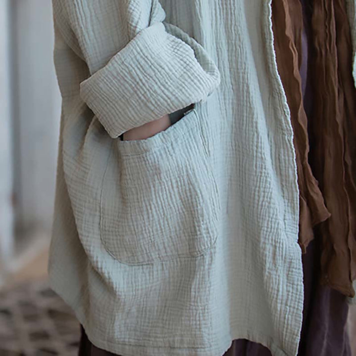 Cappotto a maniche lunghe con motivo semplice Buddha Stones Zen Meditazione Giacca in cotone con apertura frontale - image 6