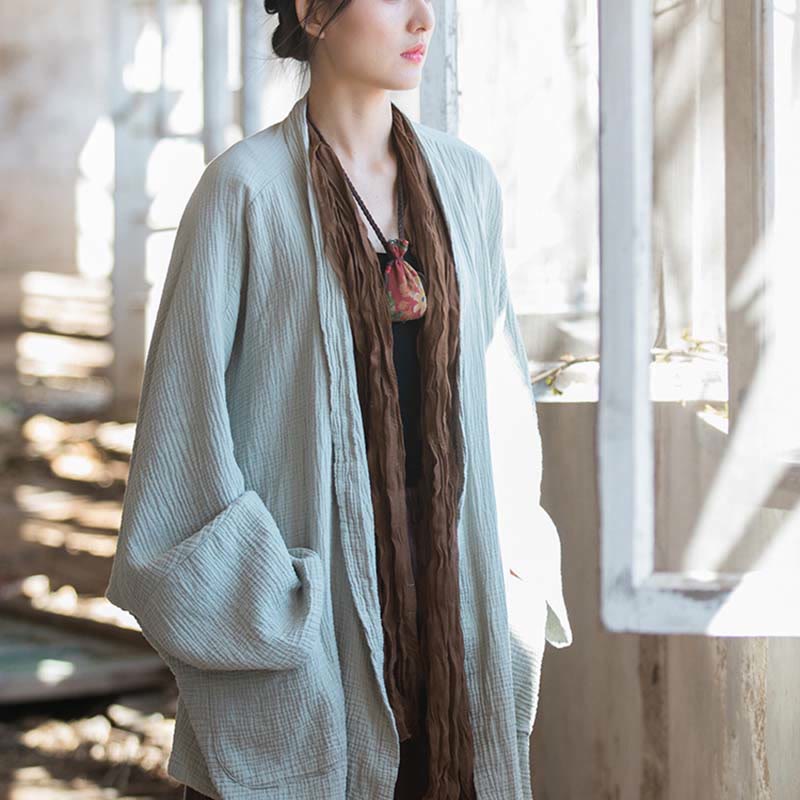 Cappotto a maniche lunghe con motivo semplice Buddha Stones Zen Meditazione Giacca in cotone con apertura frontale - image 13