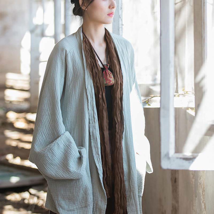 Cappotto a maniche lunghe con motivo semplice Buddha Stones Zen Meditazione Giacca in cotone con apertura frontale - image 13