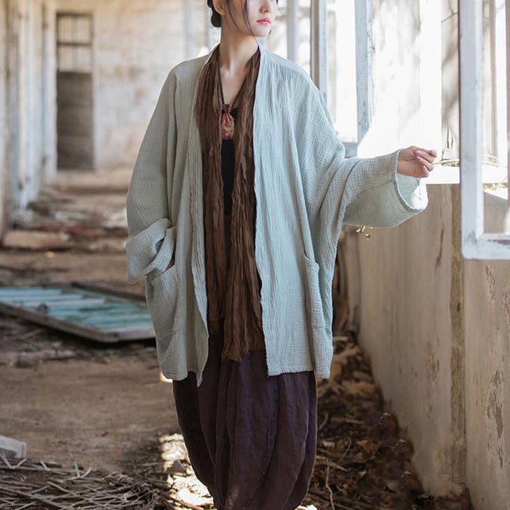 Cappotto a maniche lunghe con motivo semplice Buddha Stones Zen Meditazione Giacca in cotone con apertura frontale - image 15