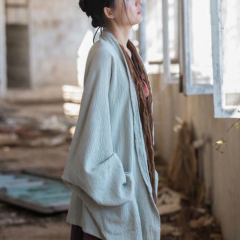 Cappotto a maniche lunghe con motivo semplice Buddha Stones Zen Meditazione Giacca in cotone con apertura frontale - image 12