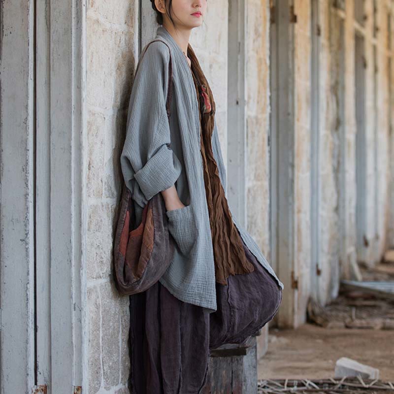 Cappotto a maniche lunghe con motivo semplice Buddha Stones Zen Meditazione Giacca in cotone con apertura frontale - image 24