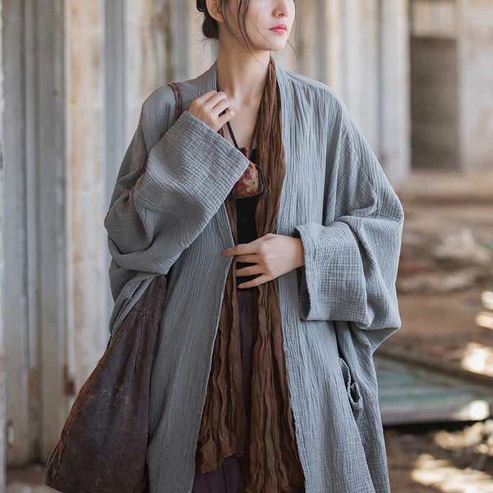 Cappotto a maniche lunghe con motivo semplice Buddha Stones Zen Meditazione Giacca in cotone con apertura frontale - image 19
