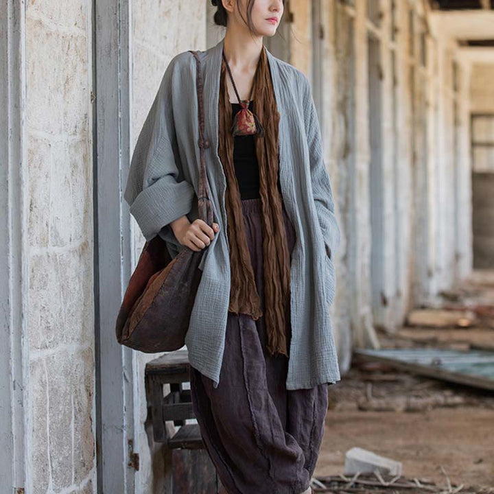 Cappotto a maniche lunghe con motivo semplice Buddha Stones Zen Meditazione Giacca in cotone con apertura frontale - image 23