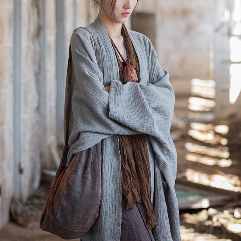 Cappotto a maniche lunghe con motivo semplice Buddha Stones Zen Meditazione Giacca in cotone con apertura frontale - image 26