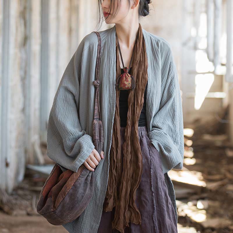 Cappotto a maniche lunghe con motivo semplice Buddha Stones Zen Meditazione Giacca in cotone con apertura frontale - image 18