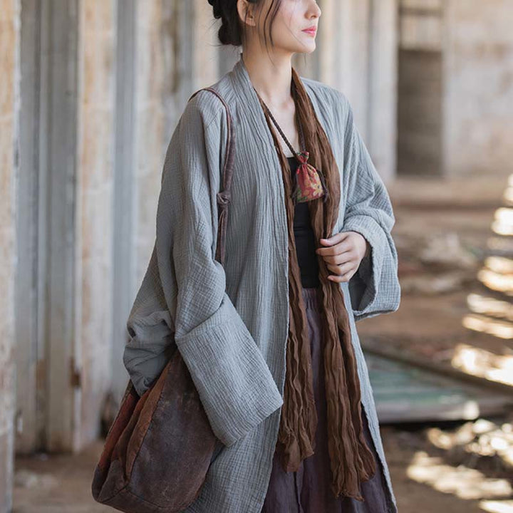 Cappotto a maniche lunghe con motivo semplice Buddha Stones Zen Meditazione Giacca in cotone con apertura frontale - image 20