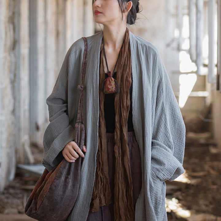Cappotto a maniche lunghe con motivo semplice Buddha Stones Zen Meditazione Giacca in cotone con apertura frontale - image 29