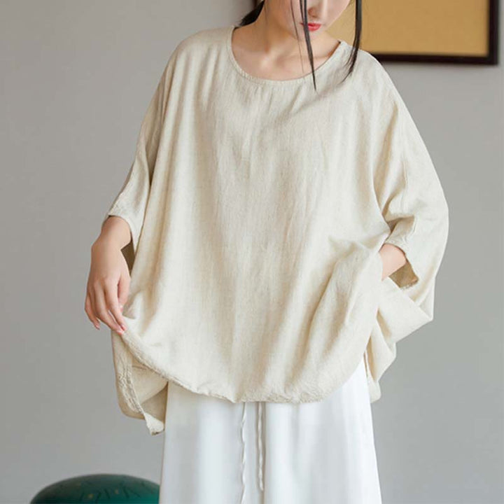 Maglietta larga a maniche tre quarti con motivo Buddha Stones tinta unita - image 6