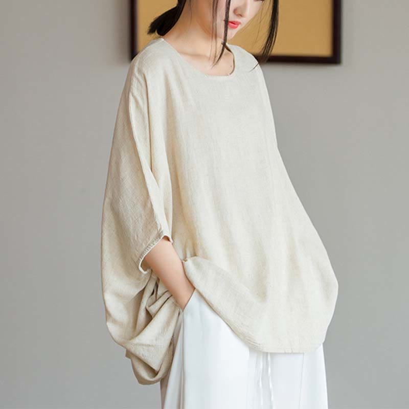 Maglietta larga a maniche tre quarti con motivo Buddha Stones tinta unita - image 7