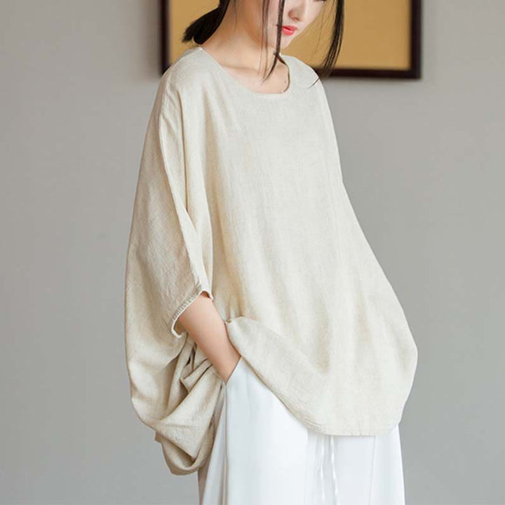 Maglietta larga a maniche tre quarti con motivo Buddha Stones tinta unita - image 7