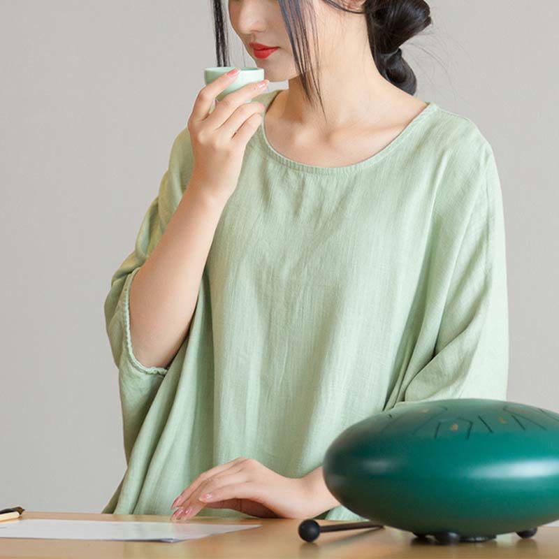 Maglietta larga a maniche tre quarti con motivo Buddha Stones tinta unita - image 12