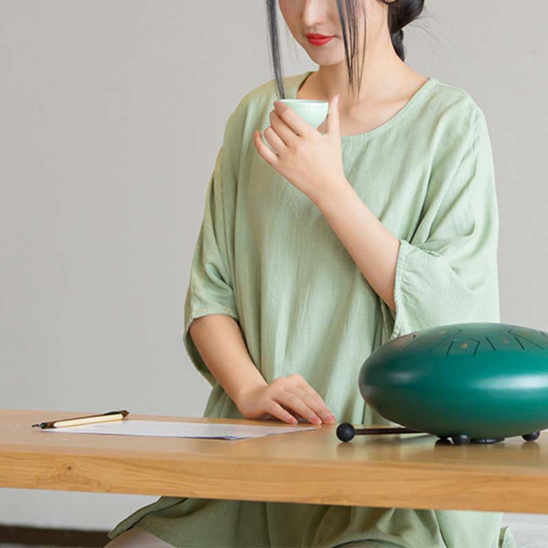 Maglietta larga a maniche tre quarti con motivo Buddha Stones tinta unita - image 16