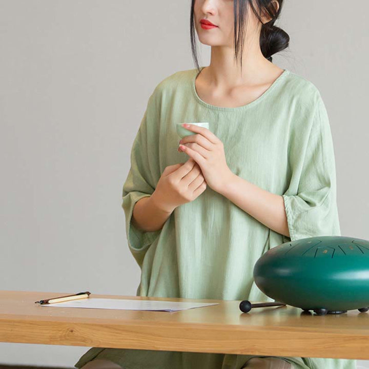 Maglietta larga a maniche tre quarti con motivo Buddha Stones tinta unita - image 13