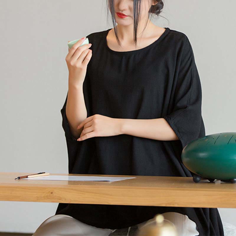 Maglietta larga a maniche tre quarti con motivo Buddha Stones tinta unita - image 20