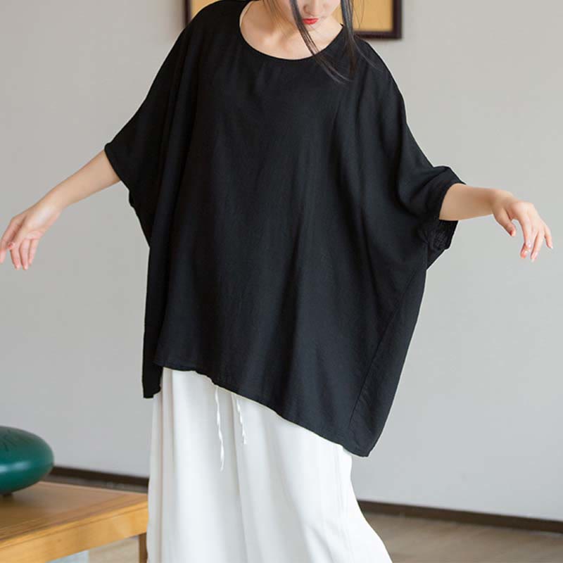 Maglietta larga a maniche tre quarti con motivo Buddha Stones tinta unita - image 23